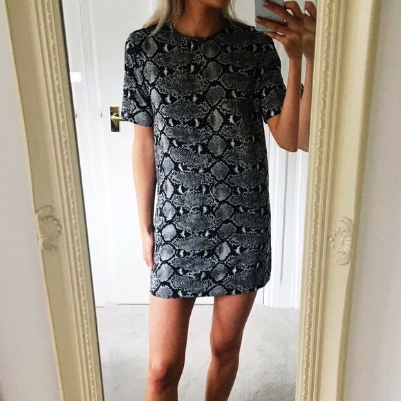 Zara Python Snake Print Short Sleeve Shift Dress - Picture 6 of 7
